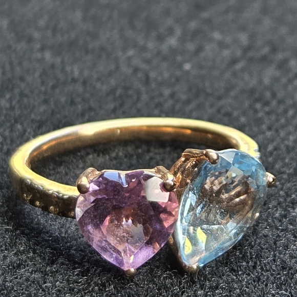 LeVian 14k Amethyst And Blue Topaz Ring Sz 7 - Picture 3 of 11